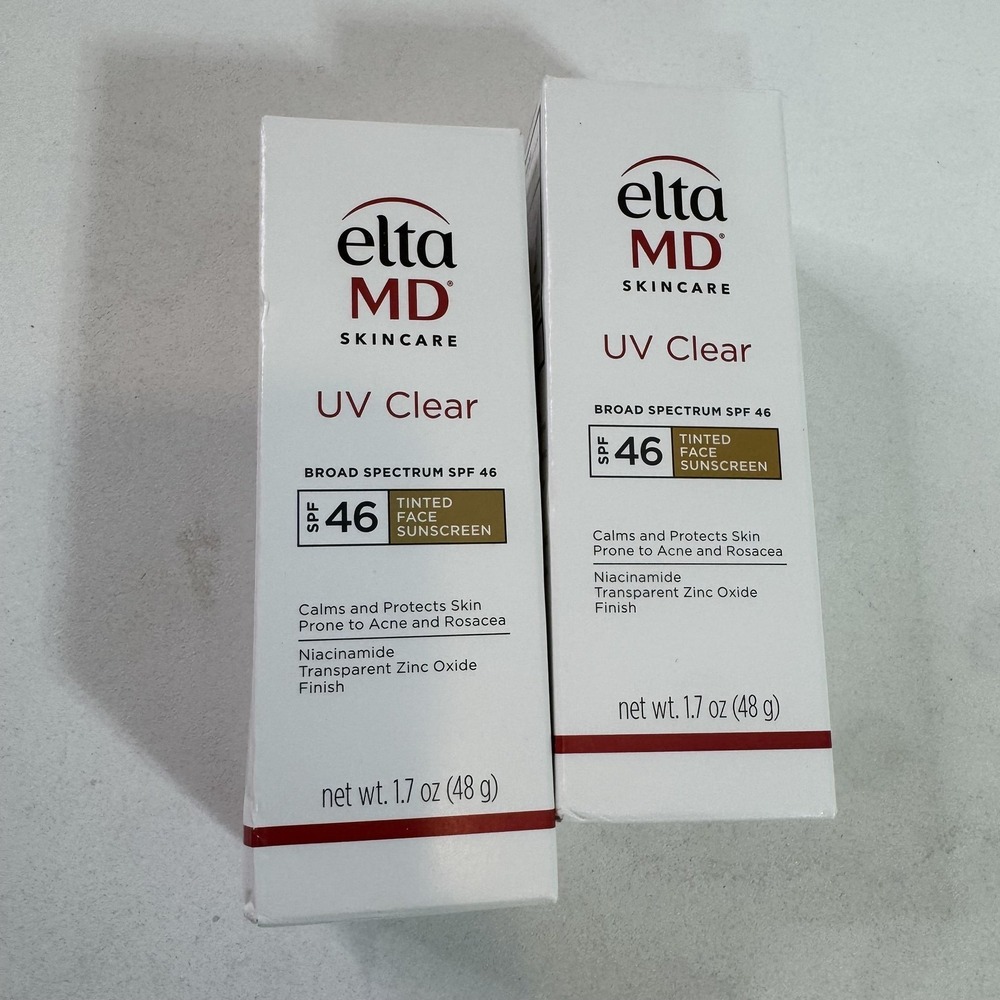 2pk EltaMD UV Clear Tinted Mineral Face Sunscreen SPF 46 1.7oz Each Exp 5/28